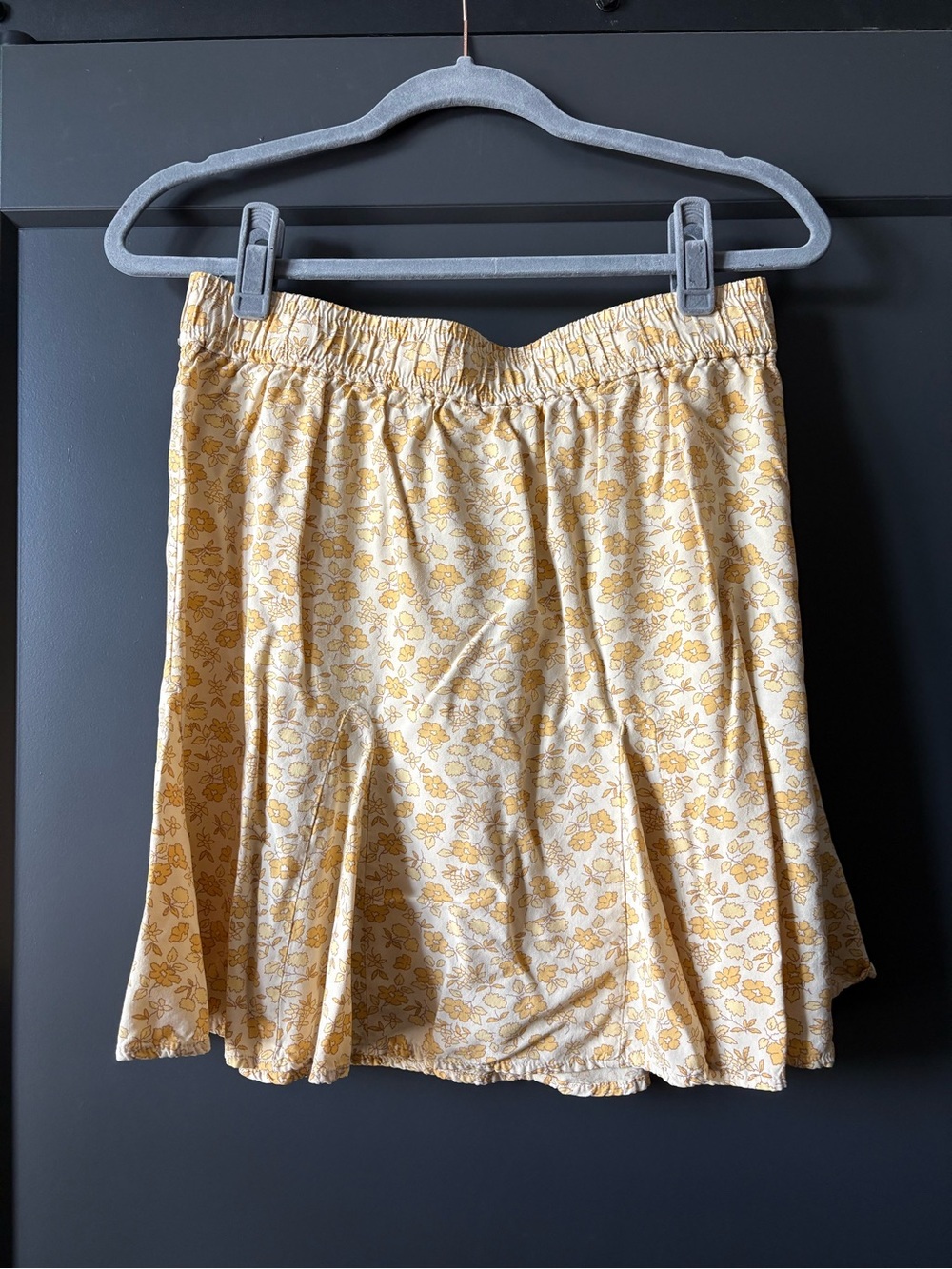 Madewell Yellow Floral Elastic-Waist Skirt